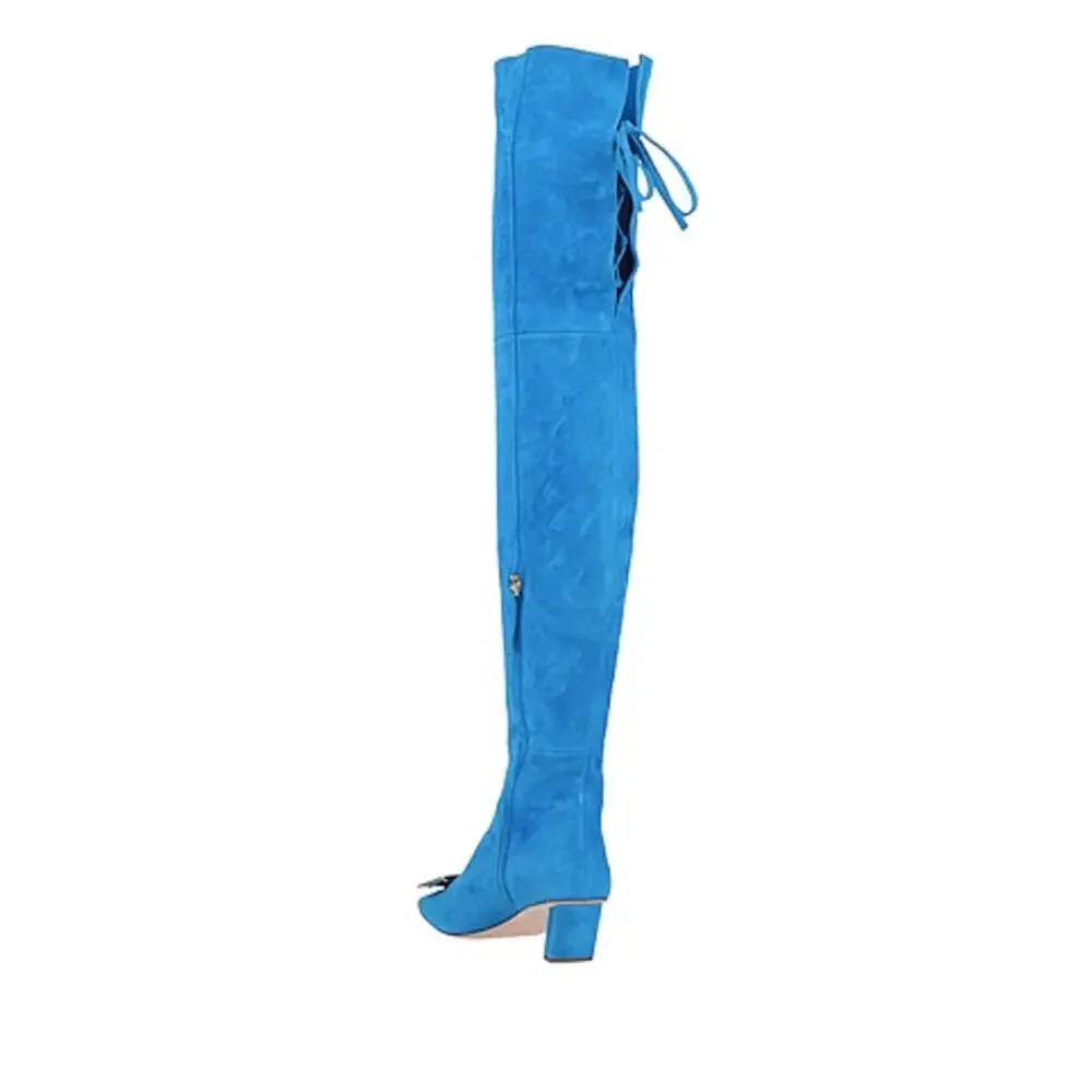 Roger Vivier Over-the-Knee Suede Buckle Boots